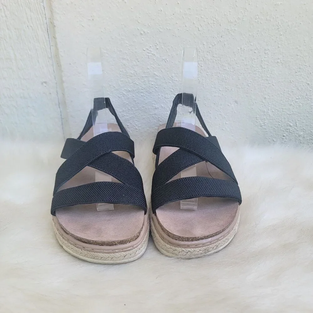 Madden Girl Lorra black espadrille flatform sandal wmns size 7M